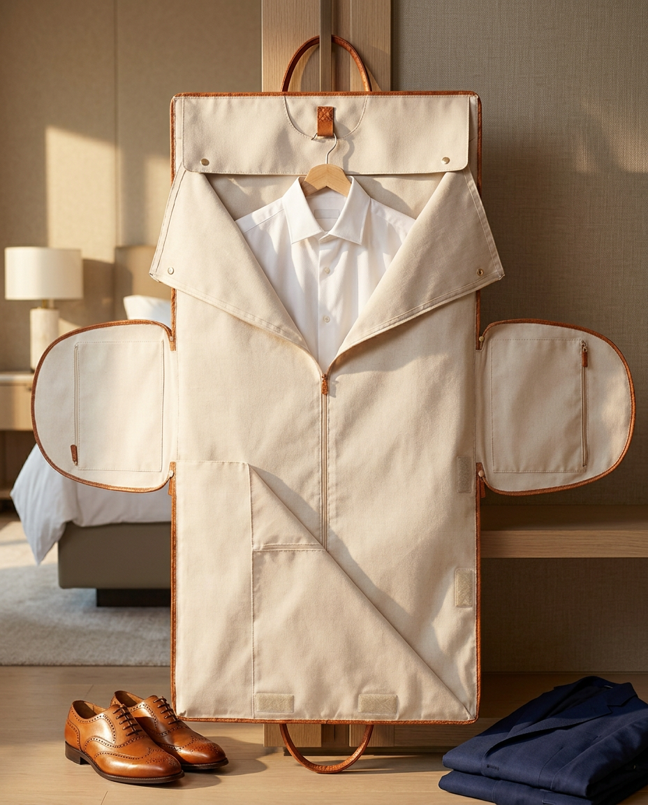 Garment Carry Bag – Foldable PU Leather Weekend Holdall