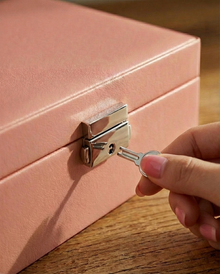 Double-Layer Leather Jewellery Box | Lockable Organiser