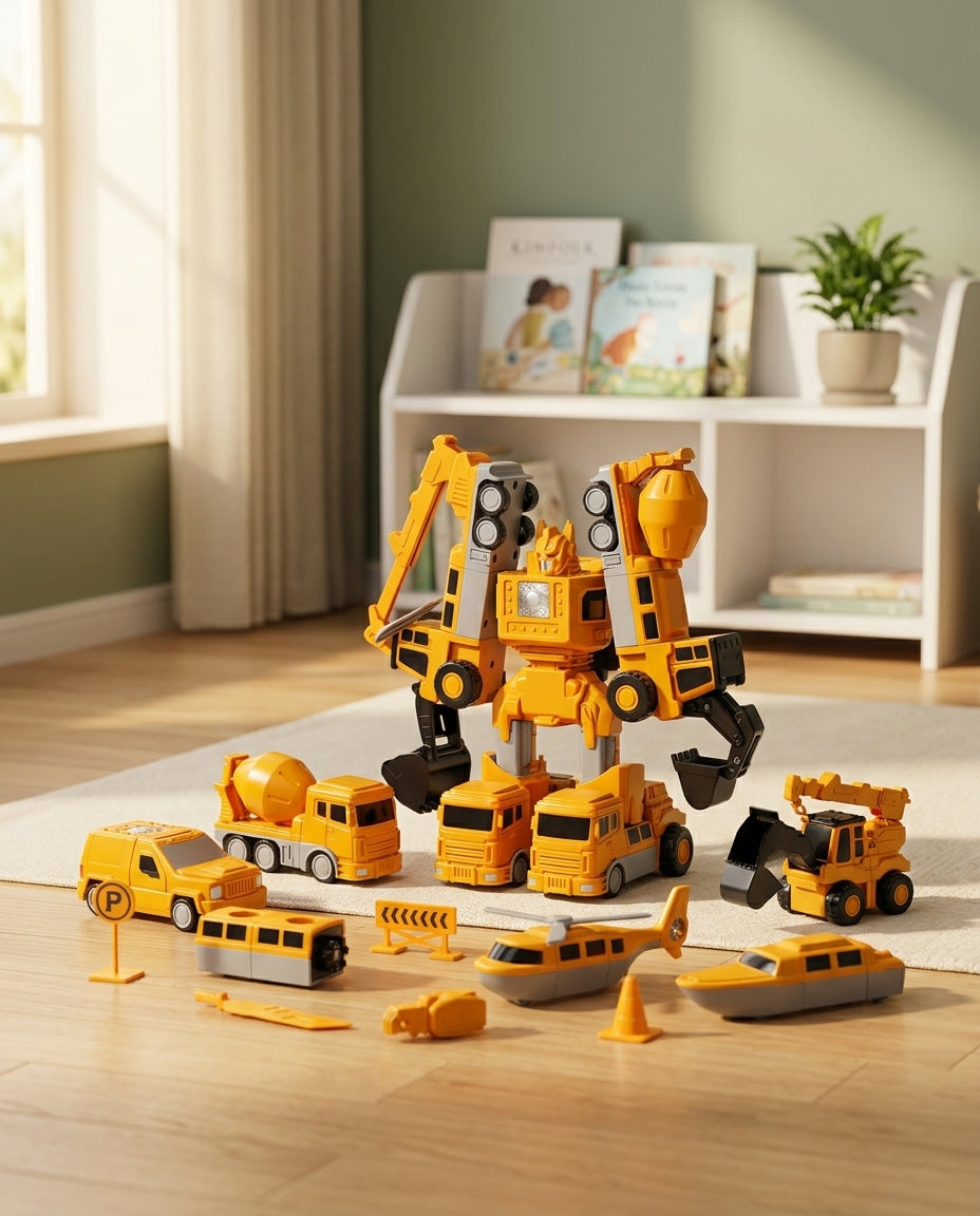 The Mighty Builder Squad | 7-in-1 Magnetic Transforming Construction Crew