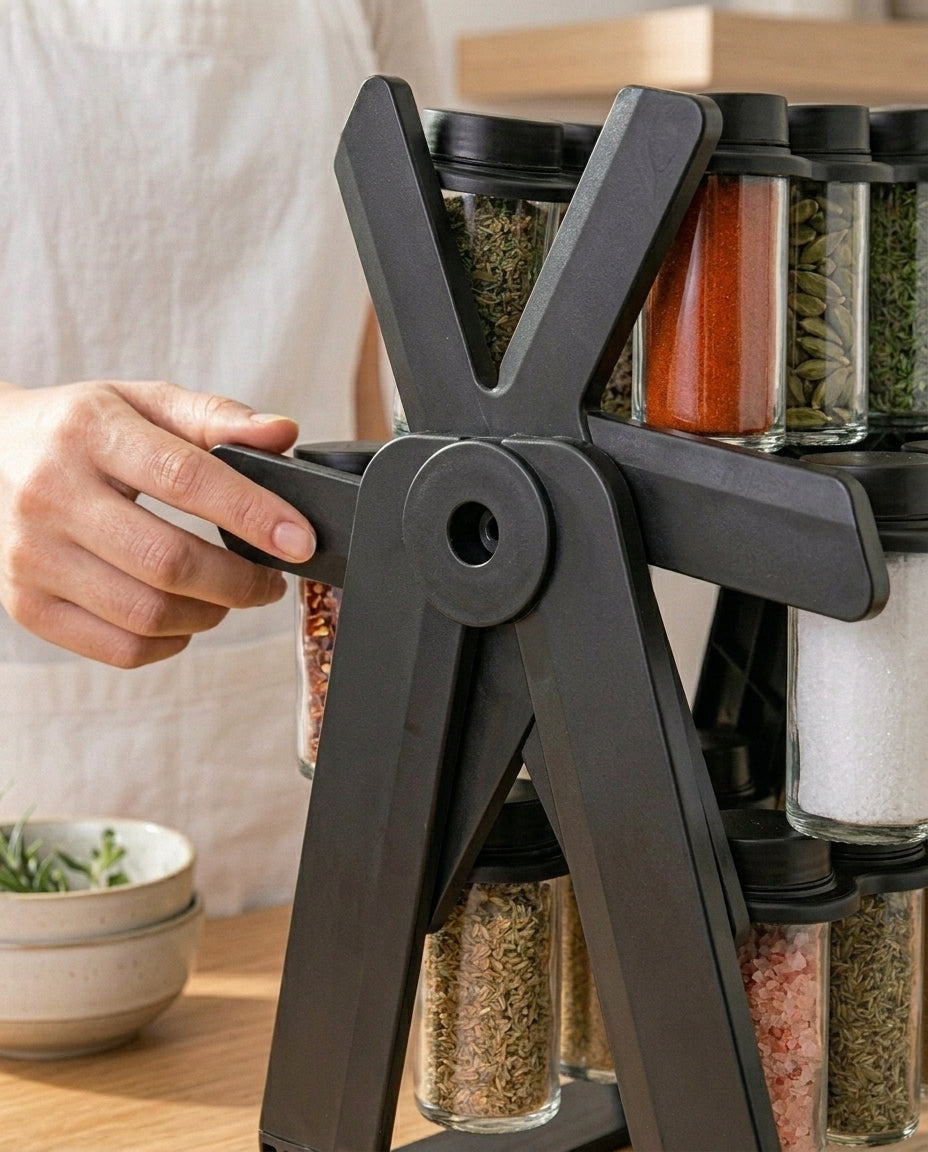 Rotating Spice Rack Organiser | 16-Jar Kitchen Carousel