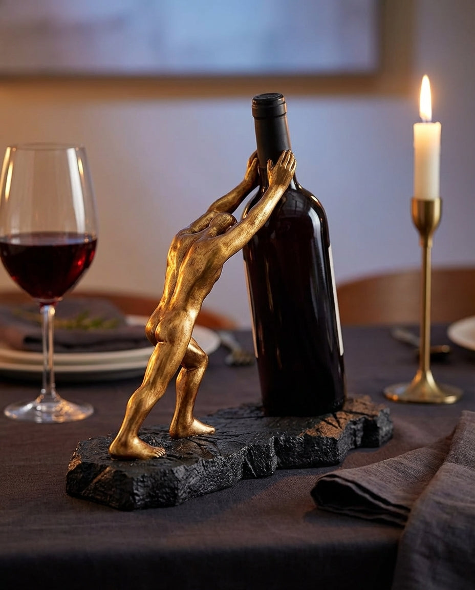 Wine Bottle Holder – Sculptural Metal Display Stand