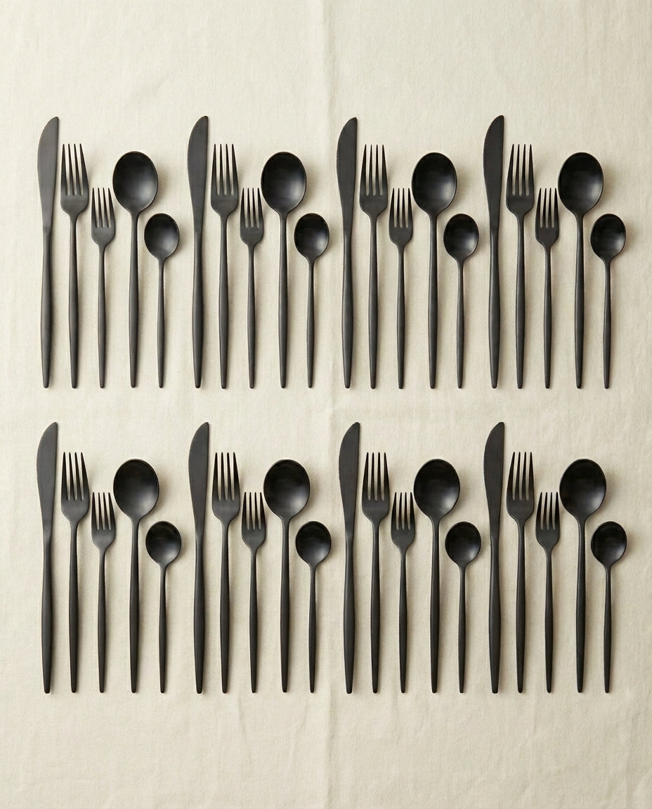 Minimalist Cutlery Set – Matte Finish Flatware for 4–16