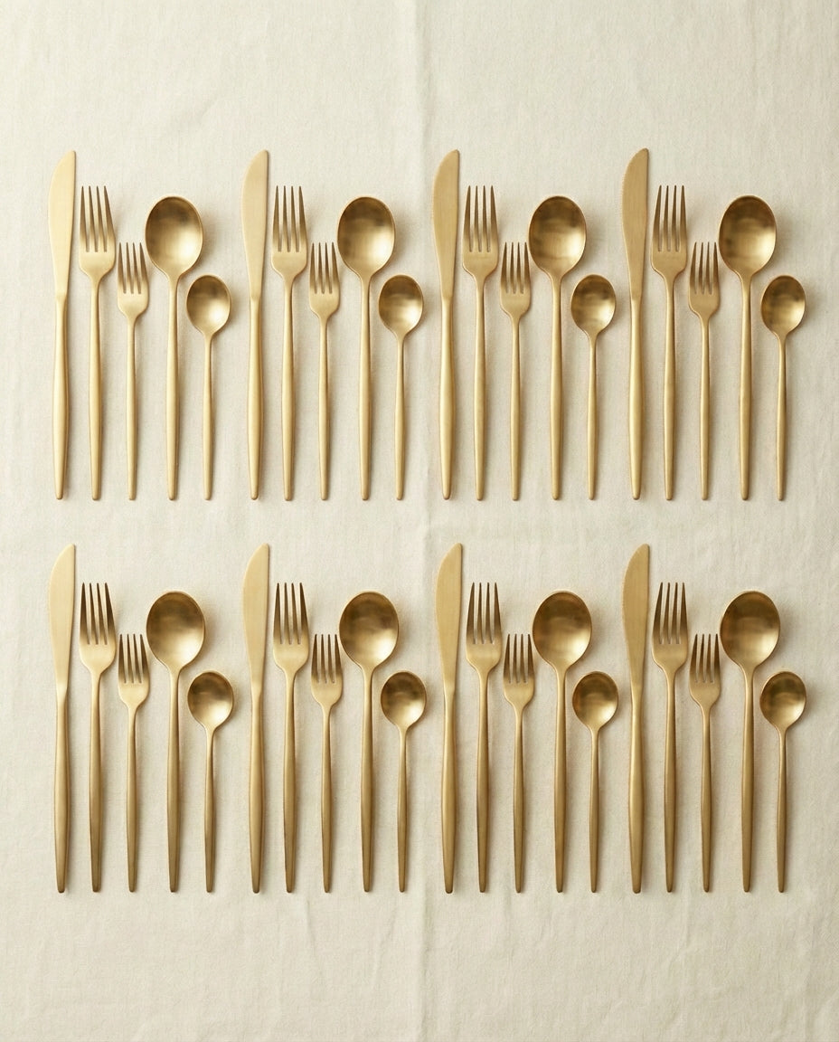 Minimalist Cutlery Set – Matte Finish Flatware for 4–16