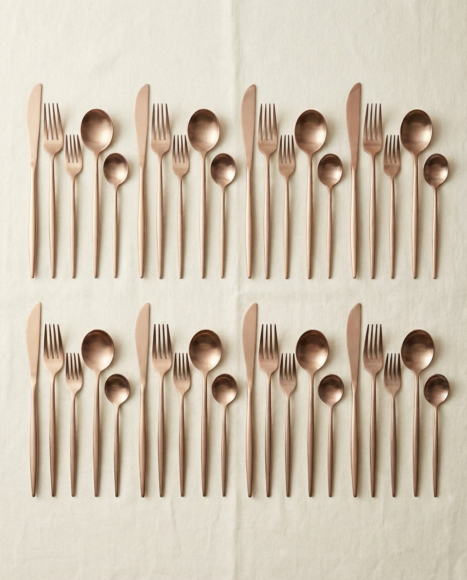 Minimalist Cutlery Set – Matte Finish Flatware for 4–16