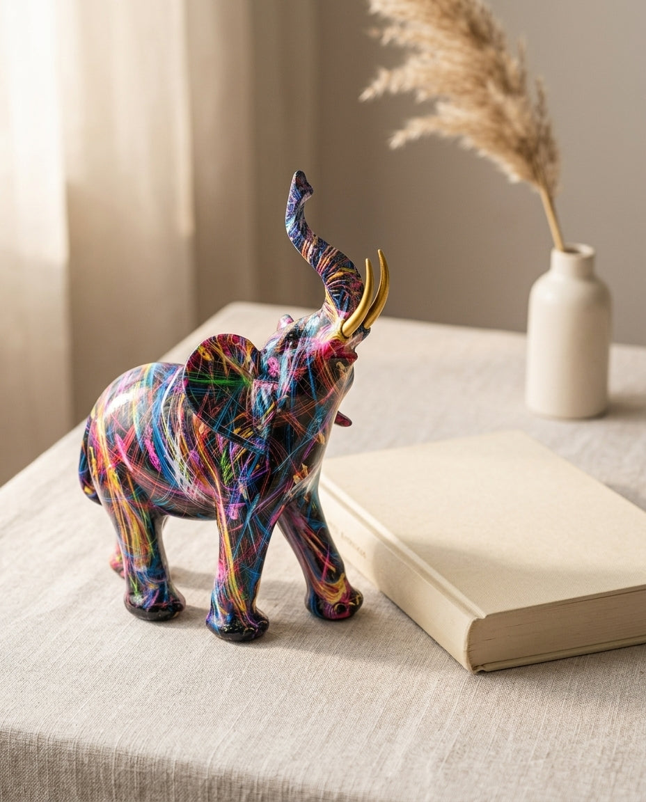 Graffiti Elephant Figurine | Urban Art Home Décor Sculpture