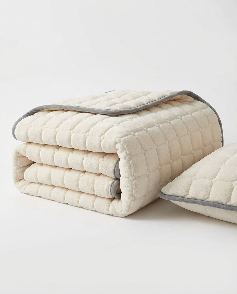 Quilted Fleece Bedspread | Soft Textured Throw Blanket
