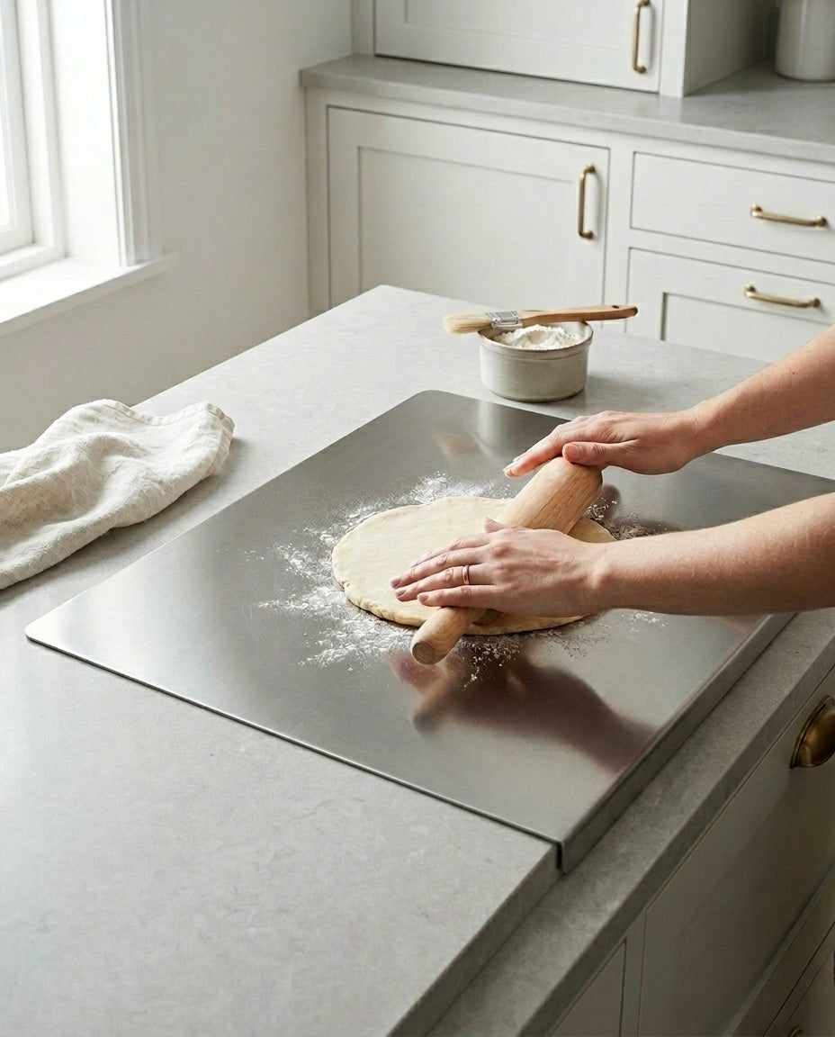 Stainless Steel Cutting Board with Spill Guard – SteelSlice