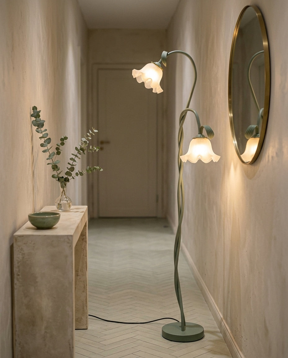 LED Floor Lamp Calla Flower Design | Matte Green