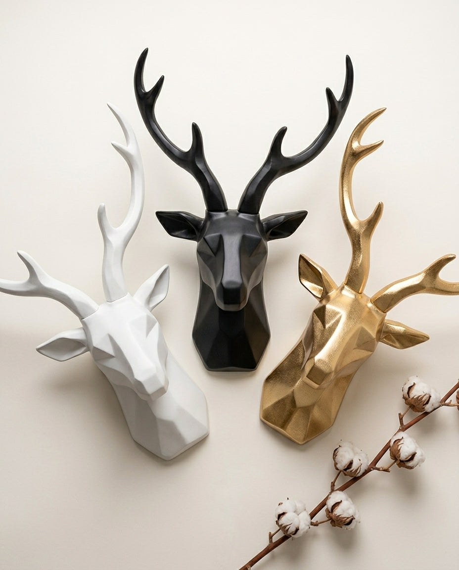 3D Geometric Stag Head Wall Décor | Statement Wall Art