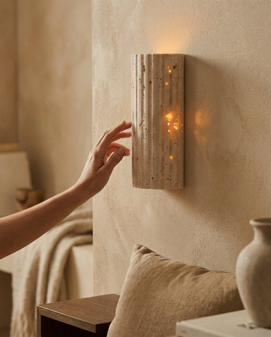 Natural Stone LED Wall Sconce | Warm Glow Wall Light