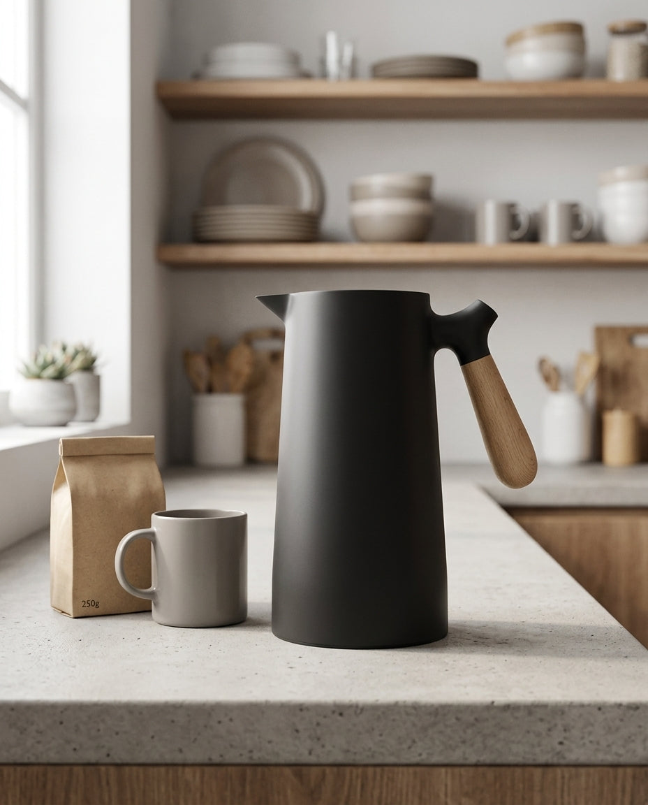 Insulated Glass-Lined Carafe | Wooden Handle – 1 L