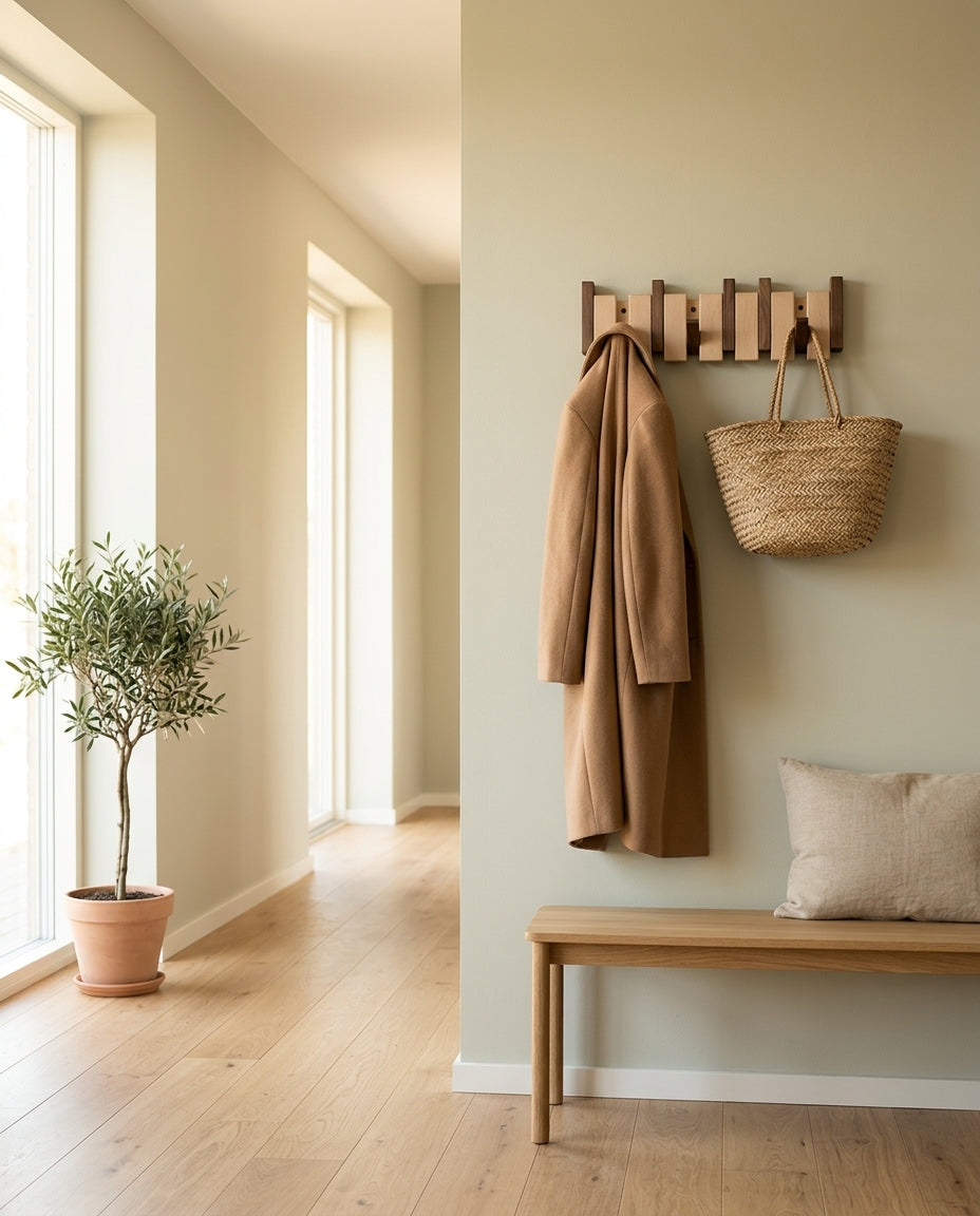 Wooden Piano Key Coat Rack – Solid Wood Wall Hooks