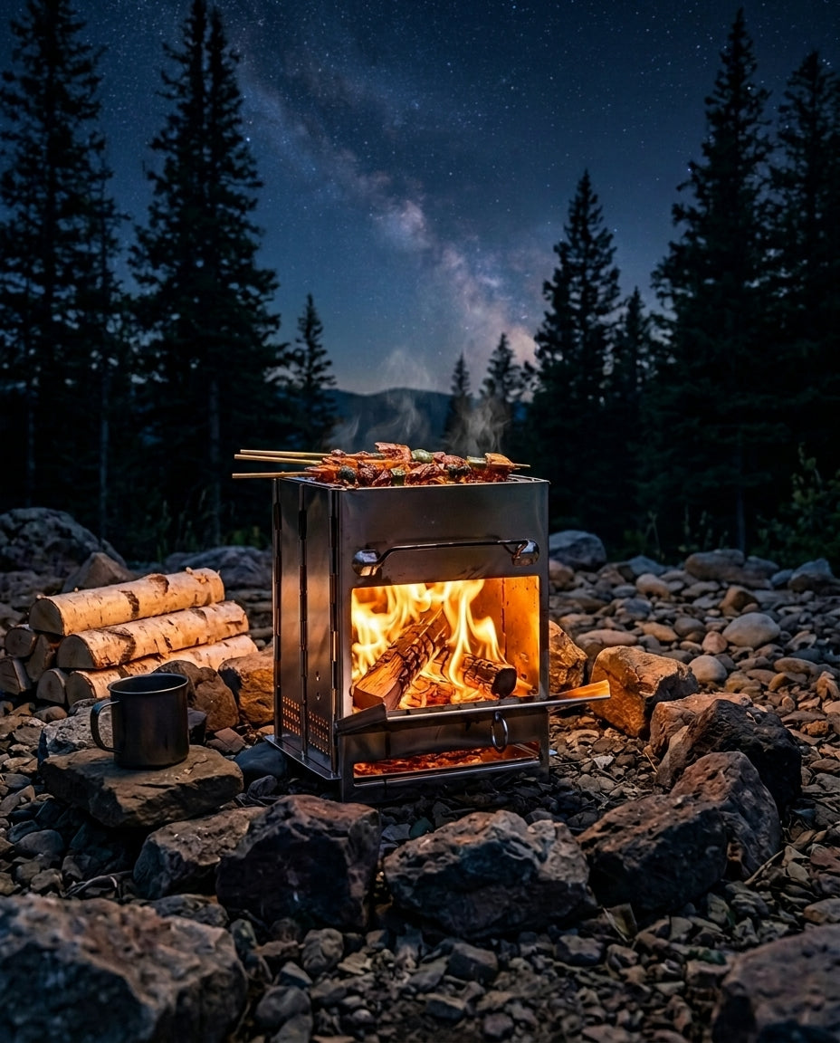 Folding Wood Burning Camp Stove | Portable Outdoor Cooker