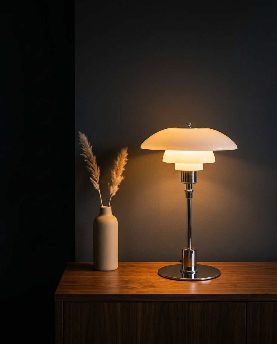 Danish LED Table Lamp – Scandinavian Design | Iron & Glass