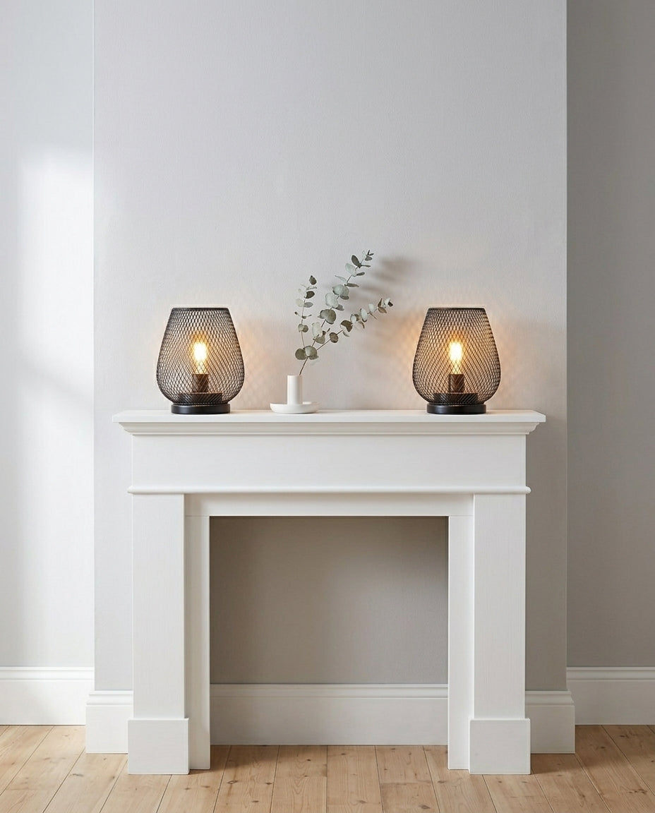 Mesh Table Lamps Set of 2 | Matte Black Vintage Glow