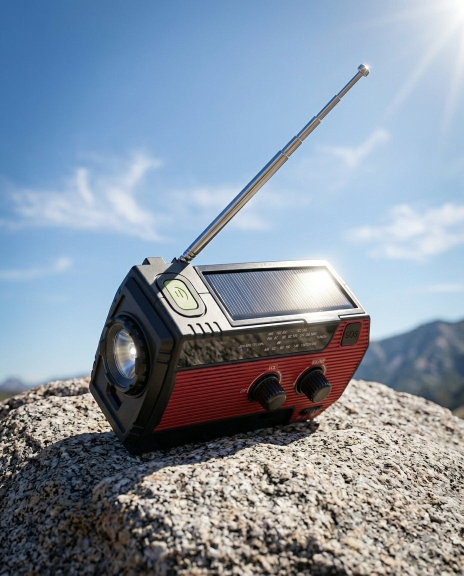 Solar Emergency Radio | 5-Power Hand-Crank Weather Alert
