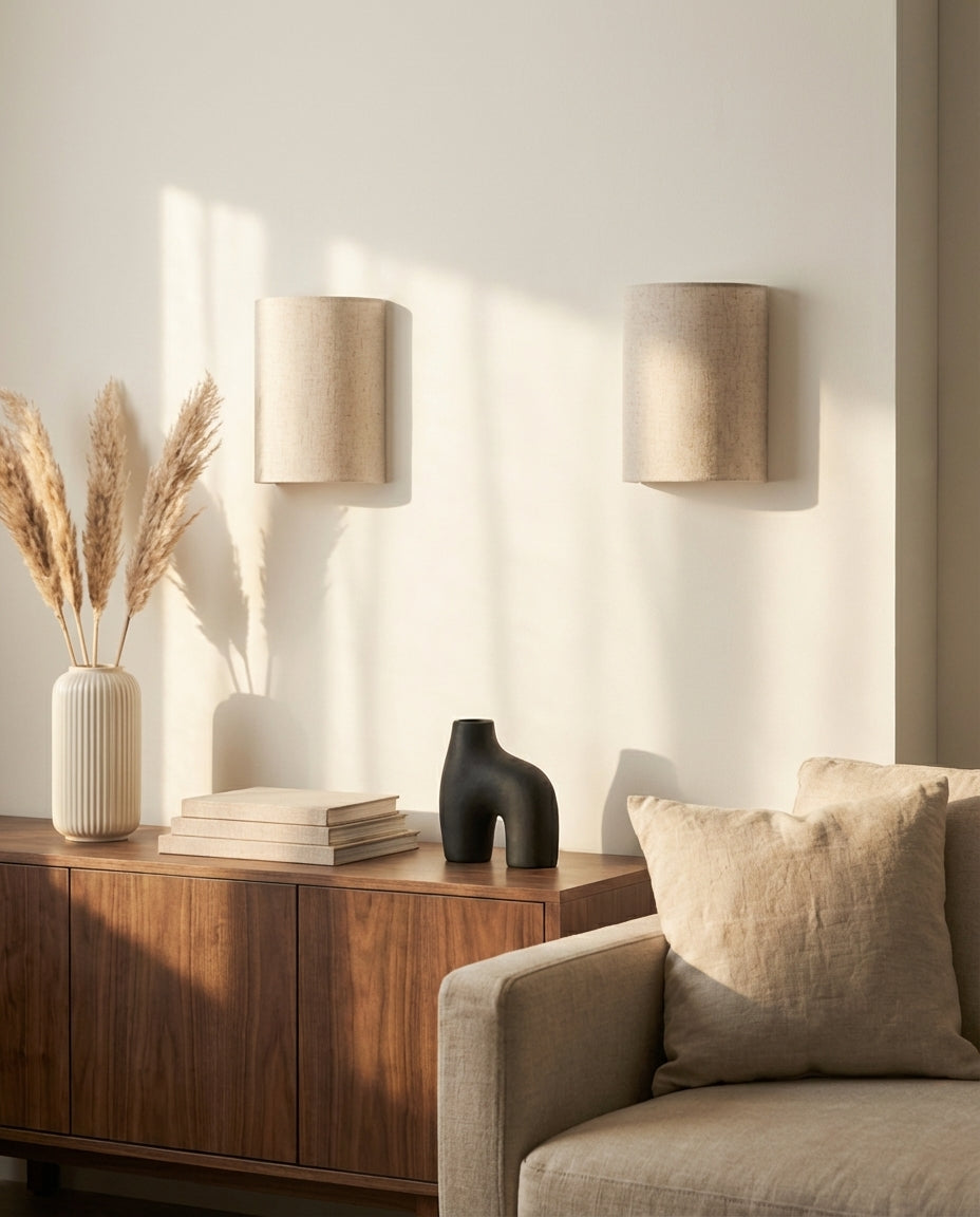Wireless Wall Light | Magnetic Rechargeable Lamp – Linen Shade