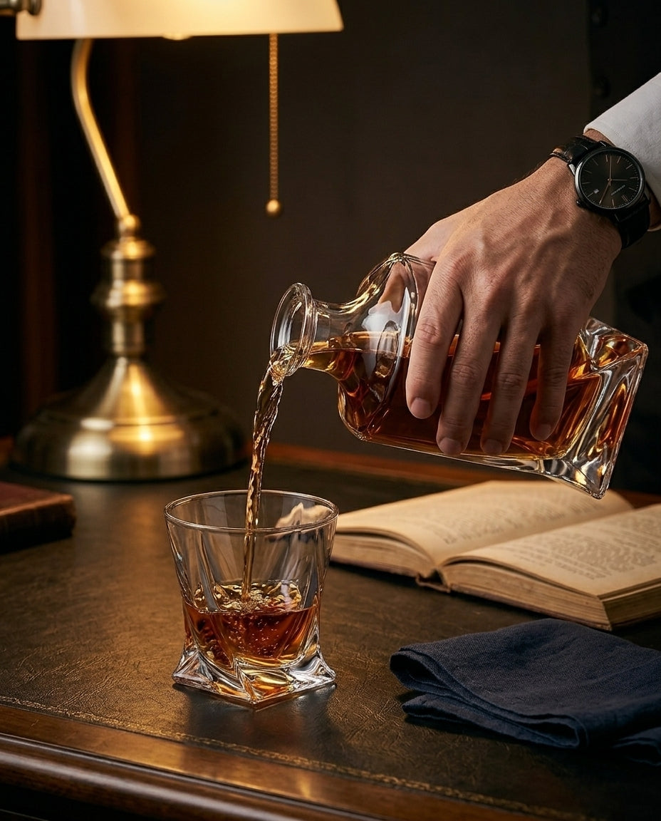 Crystal Whisky Decanter Set | Carafe & Glasses Gift Box
