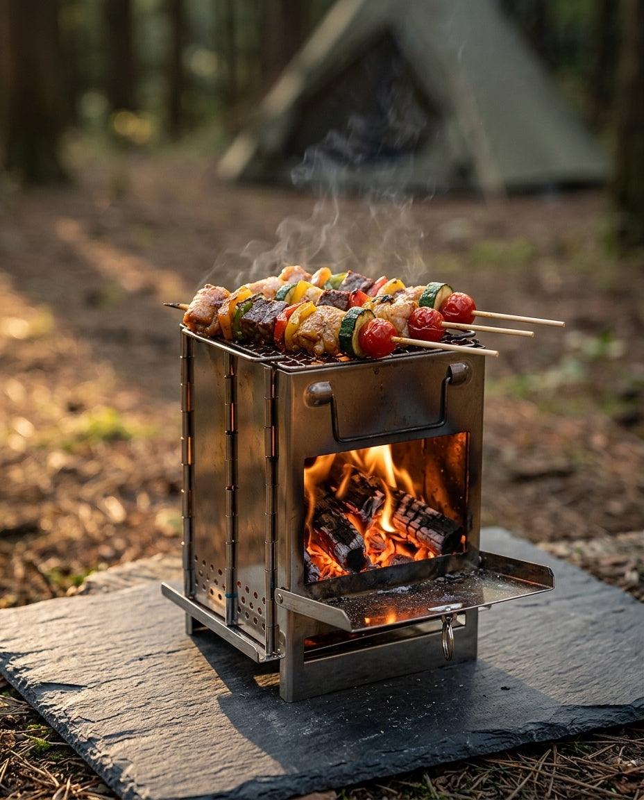 Folding Wood Burning Camp Stove | Portable Outdoor Cooker