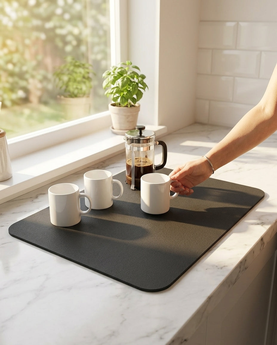 Kitchen Drying Mat – Fast-Absorbing Diatomite Dish Mat