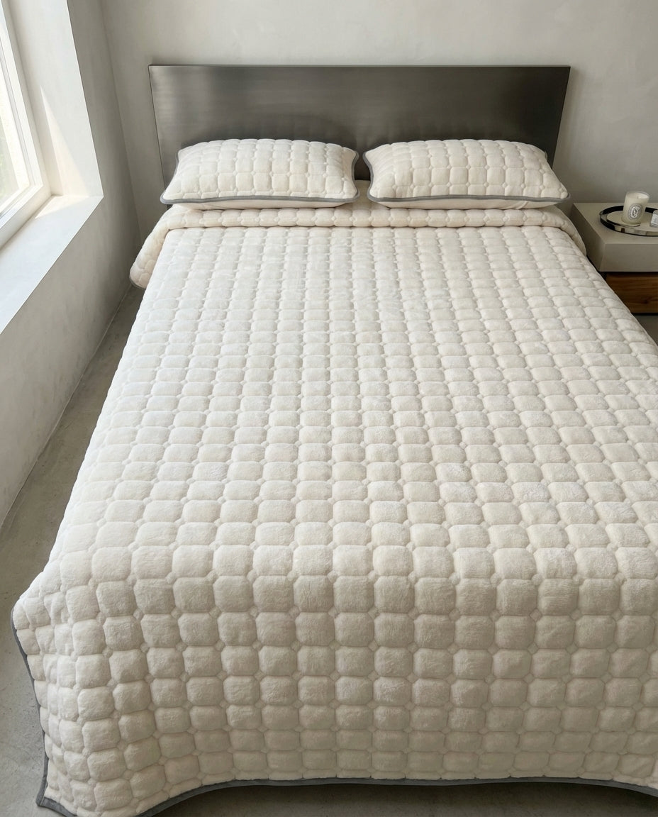 Quilted Fleece Bedspread | Soft Textured Throw Blanket