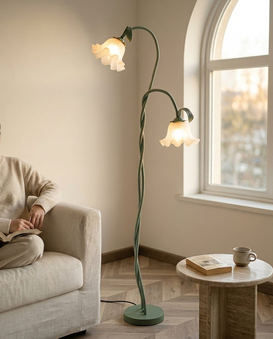 LED Floor Lamp Calla Flower Design | Matte Green