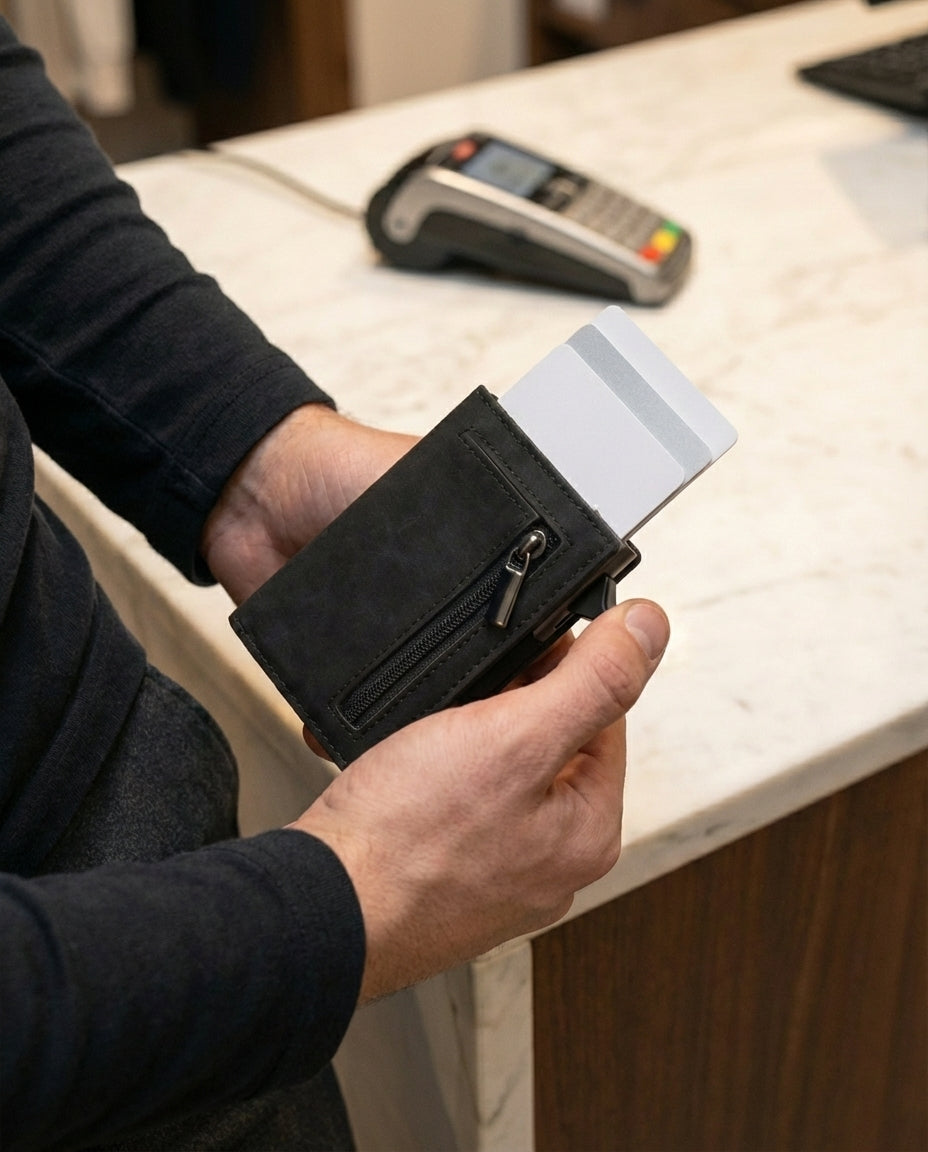 RFID Blocking Slim Wallet – SlimVault Card Carrie