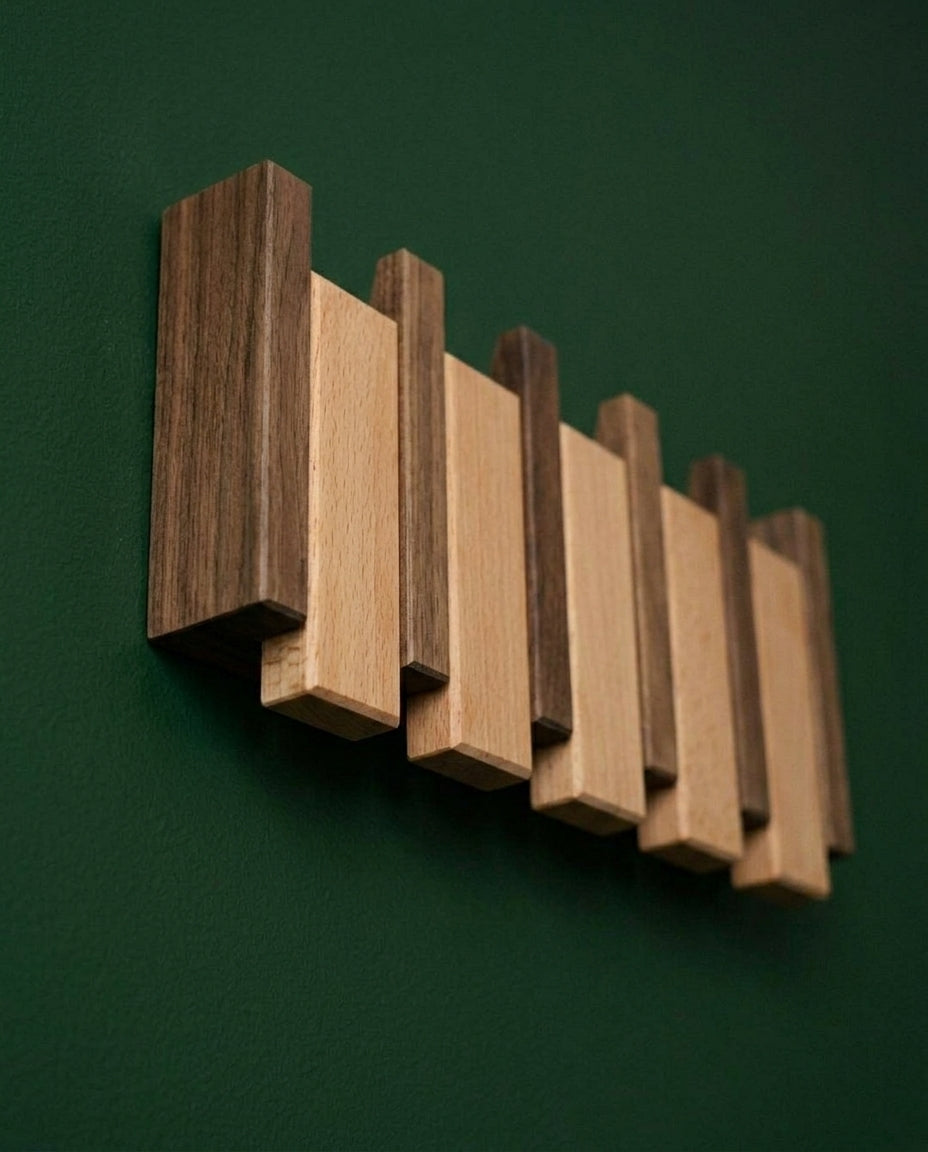 Wooden Piano Key Coat Rack – Solid Wood Wall Hooks