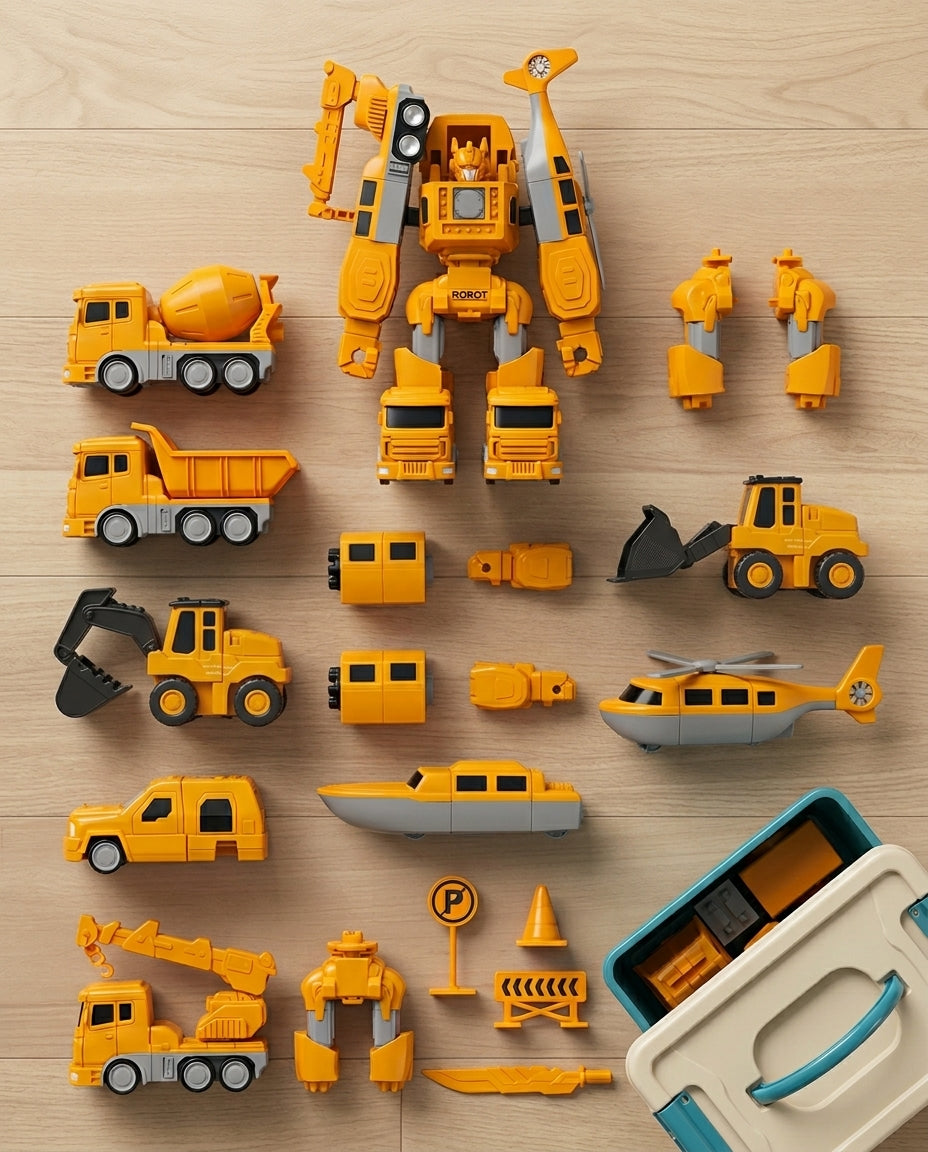 The Mighty Builder Squad | 7-in-1 Magnetic Transforming Construction Crew