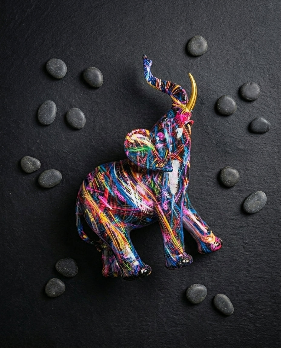 Graffiti Elephant Figurine | Urban Art Home Décor Sculpture