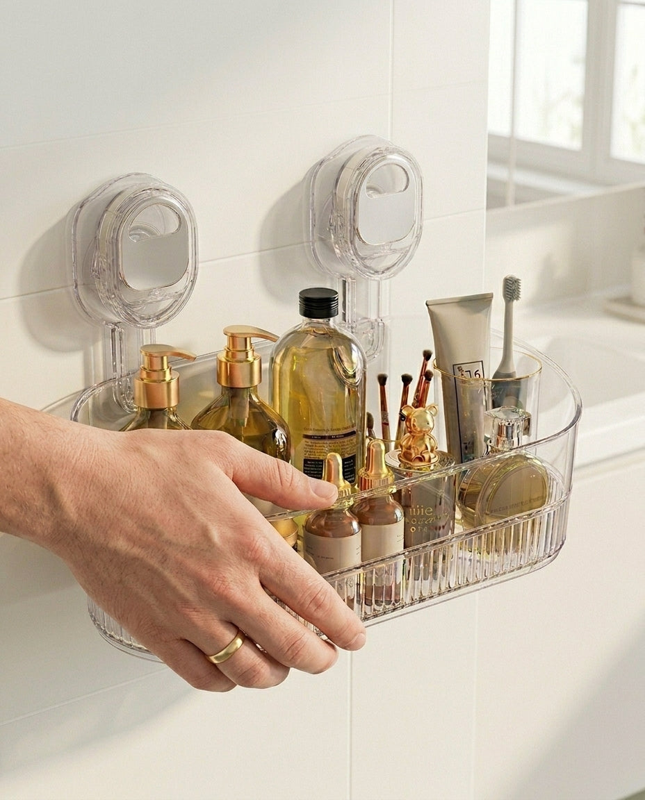 ClearGrip Press-Lock Vacuum Bathroom Shelf