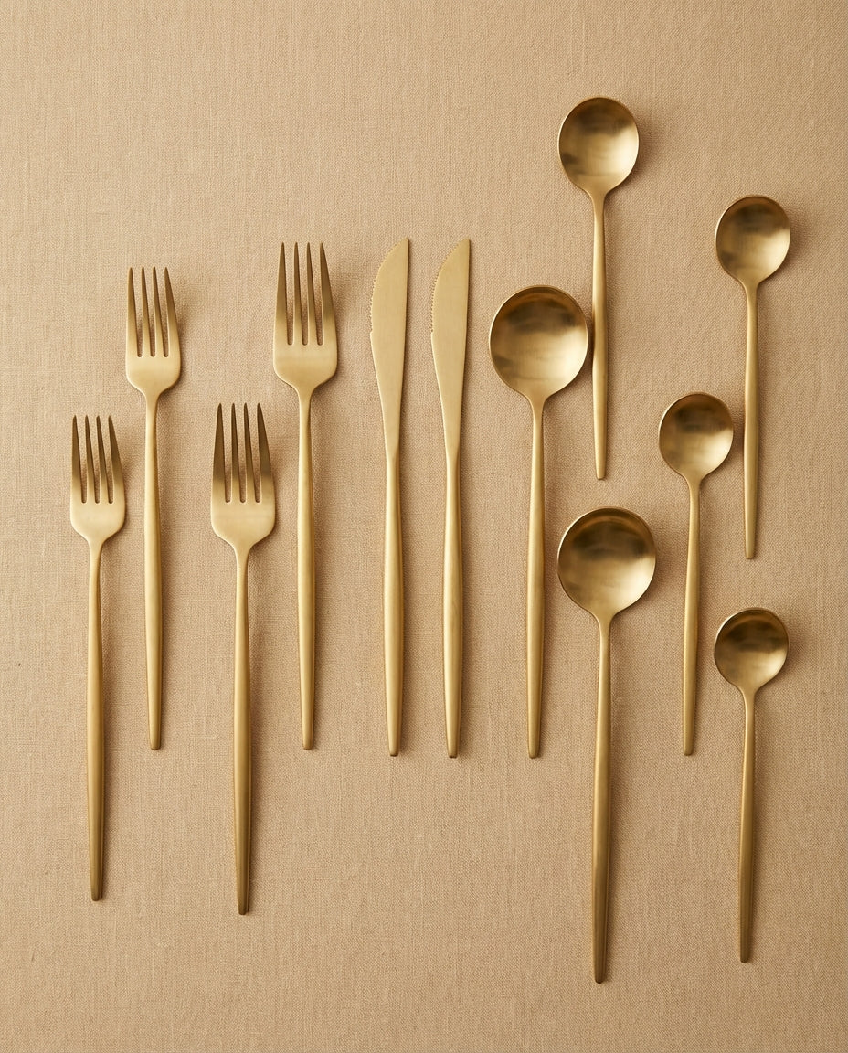 Minimalist Cutlery Set – Matte Finish Flatware for 4–16