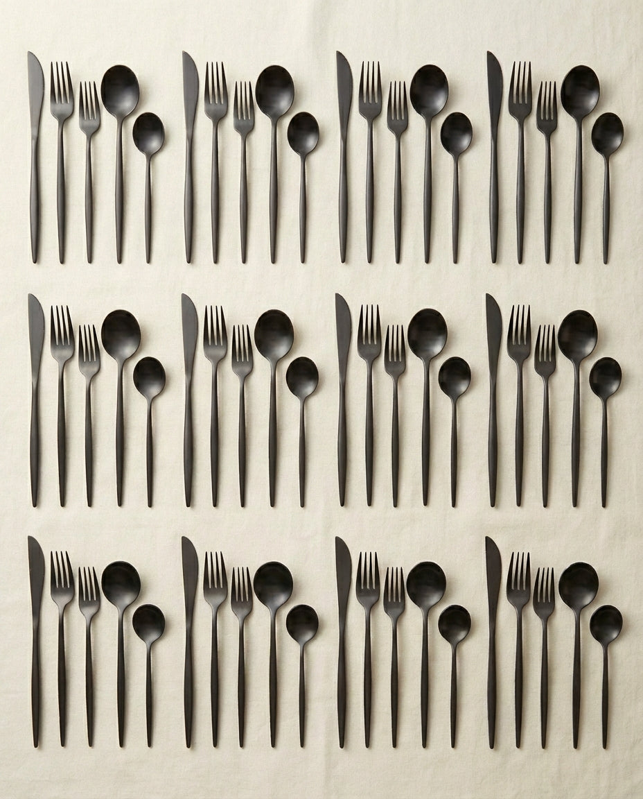 Minimalist Cutlery Set – Matte Finish Flatware for 4–16