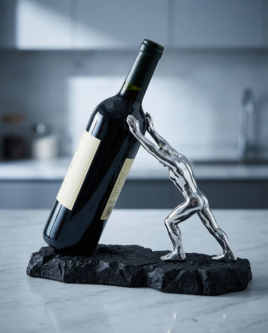 Wine Bottle Holder – Sculptural Metal Display Stand