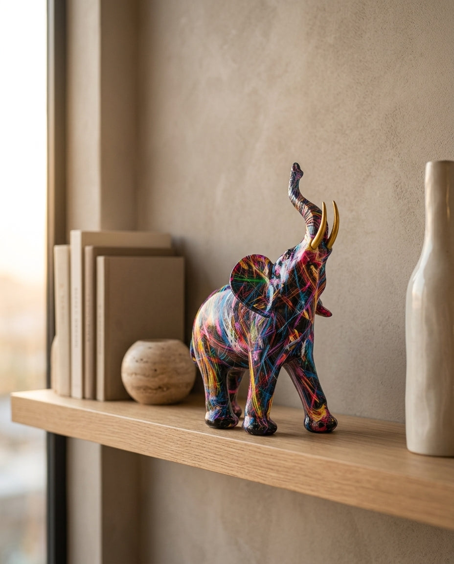 Graffiti Elephant Figurine | Urban Art Home Décor Sculpture
