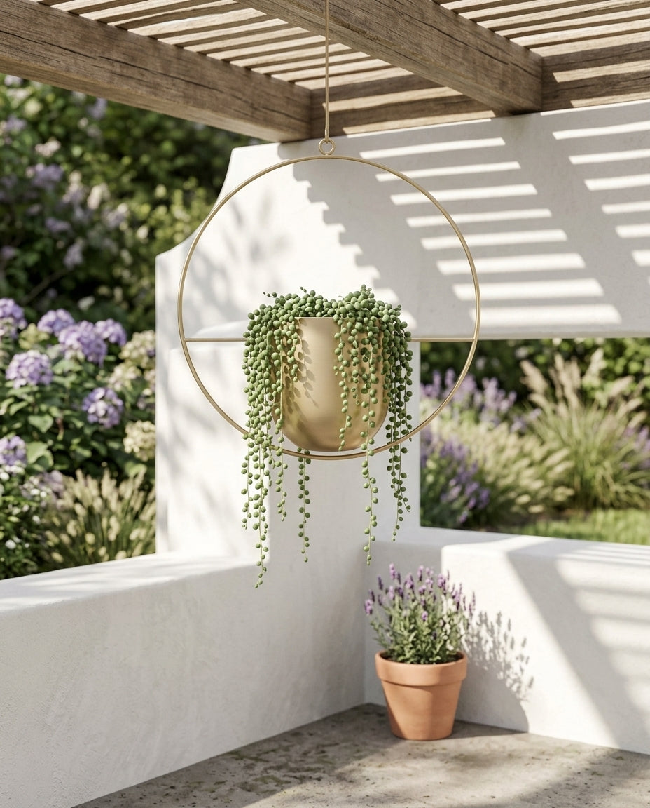 Hanging Plant Holder Indoor & Outdoor | Gold Ring Planter