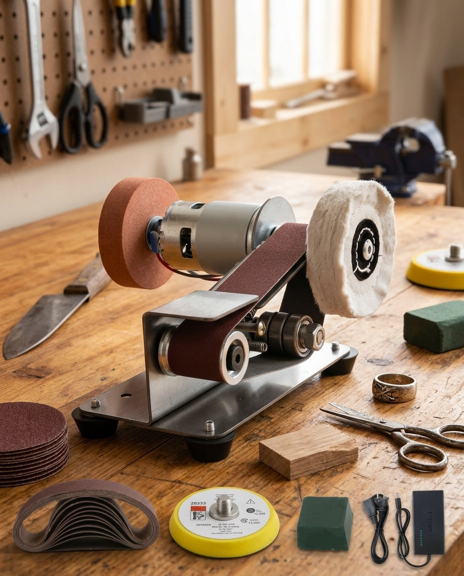 Precision Bench Trio — 3-in-1 Sharpening & Sanding Station