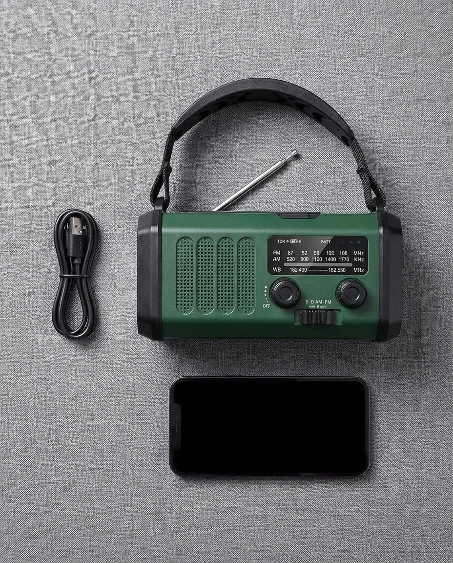Solar Emergency Radio & Powerbank Hand Crank | LED Torch
