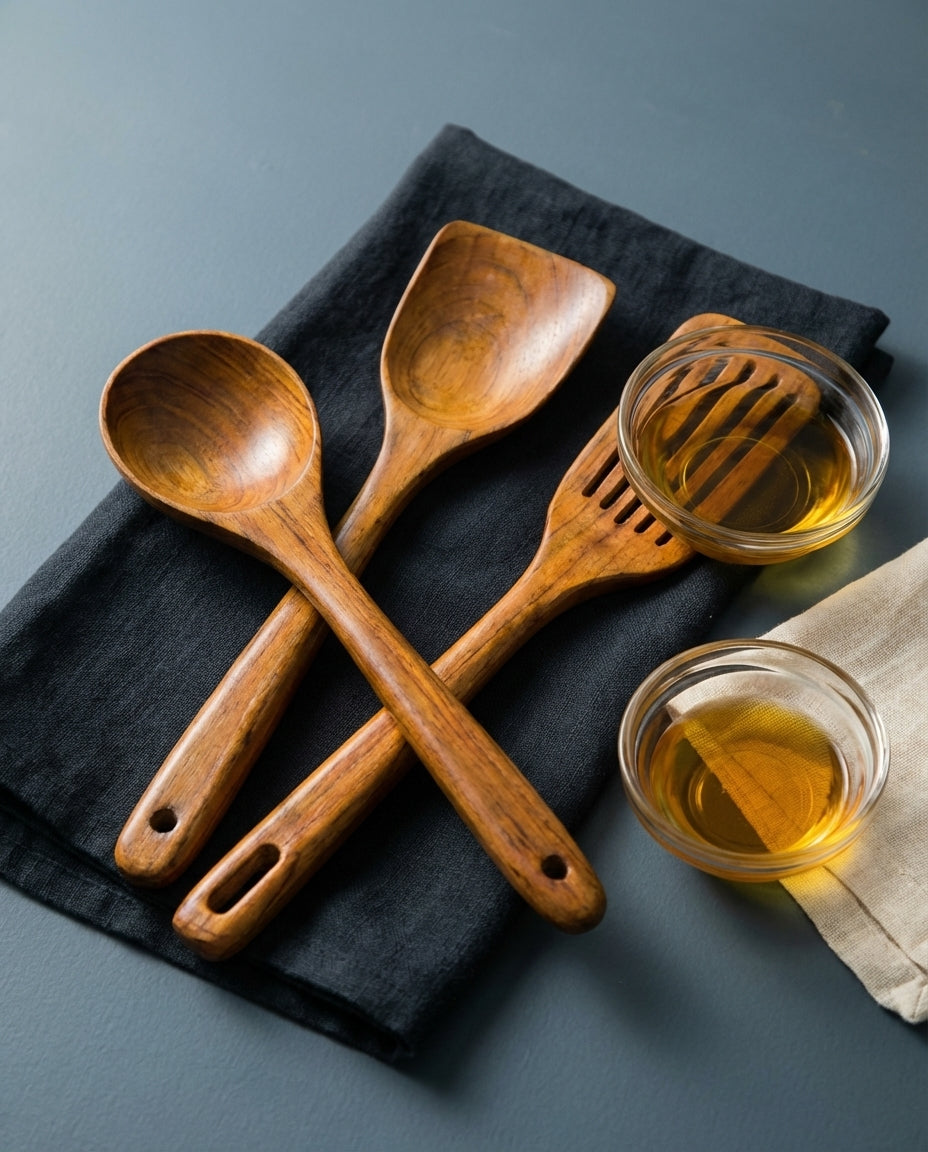 Wooden Kitchen Utensil Set | 11-Piece Food-Safe Cook's Tools