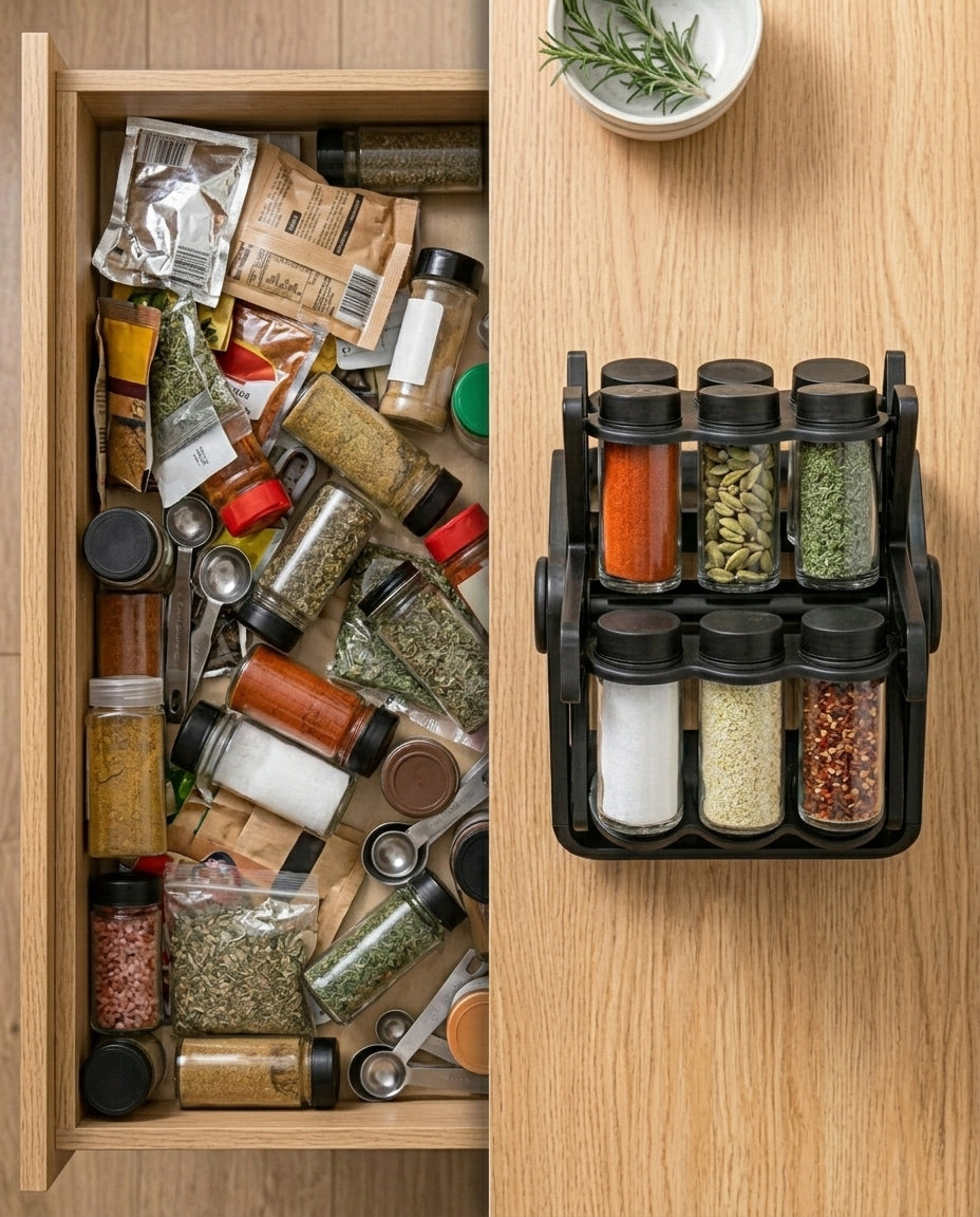 Rotating Spice Rack Organiser | 16-Jar Kitchen Carousel