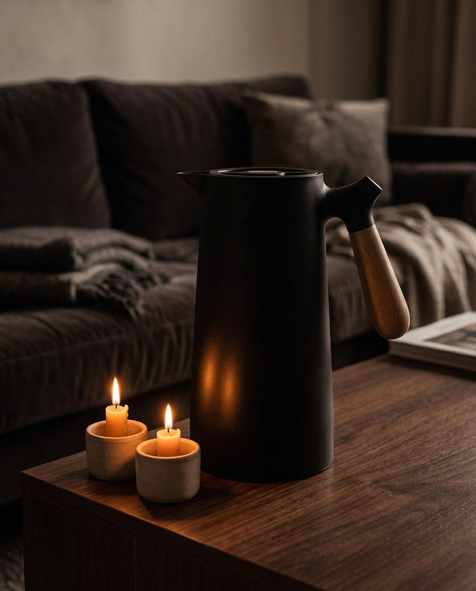 Insulated Glass-Lined Carafe | Wooden Handle – 1 L
