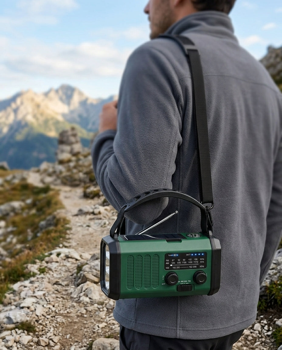 Emergency Hand Crank Radio | 10000mAh Solar Flashlight