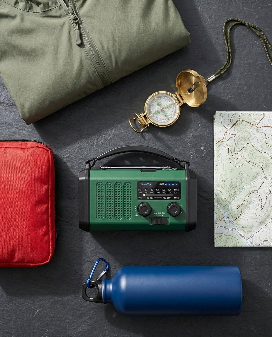 Emergency Hand Crank Radio | 10000mAh Solar Flashlight