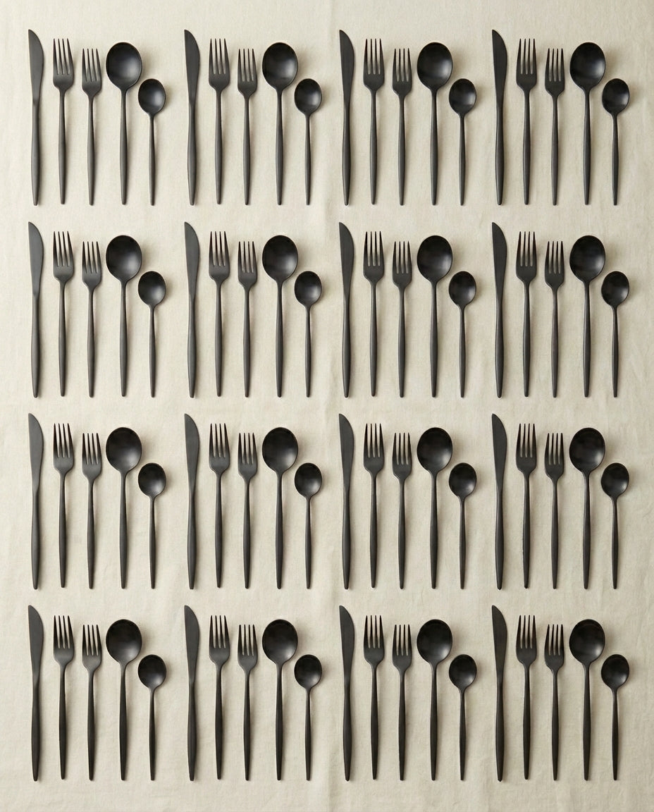 Minimalist Cutlery Set – Matte Finish Flatware for 4–16