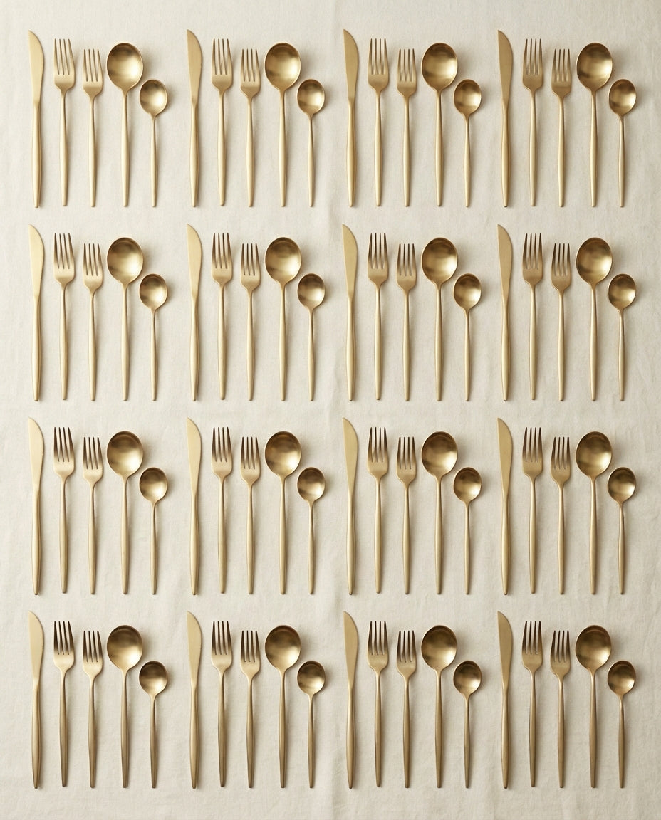 Minimalist Cutlery Set – Matte Finish Flatware for 4–16