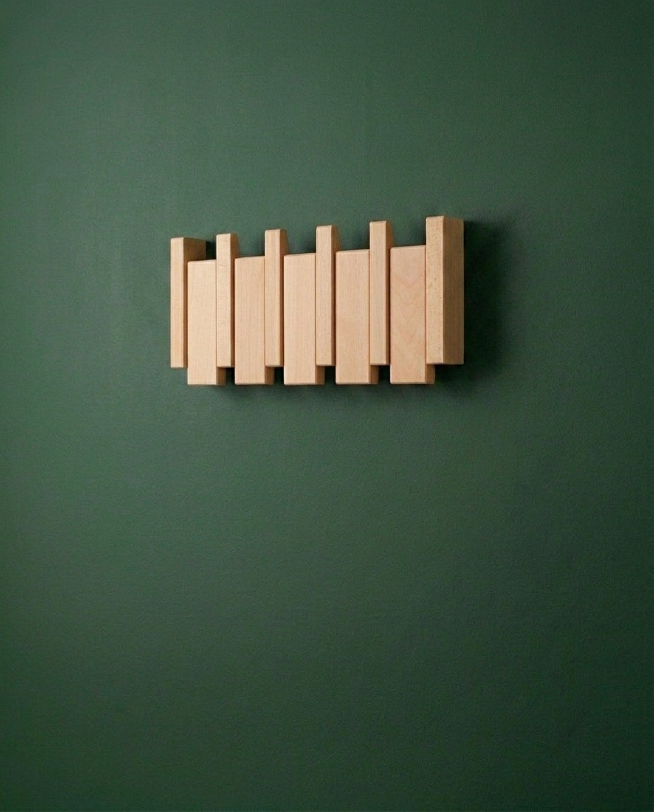 Wooden Piano Key Coat Rack – Solid Wood Wall Hooks