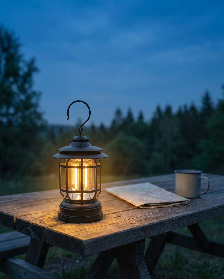 Retro Camping Lantern | Dimmable LED – USB-C & Battery