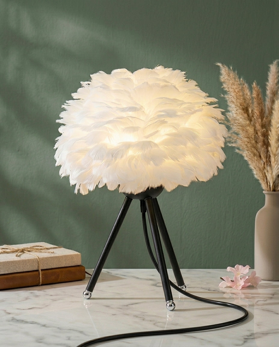 Feather Table Lamp | Plume – Tripod Desk Light