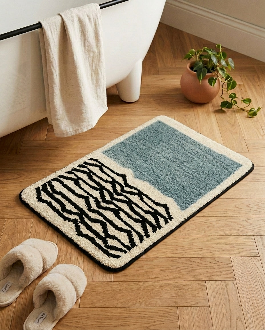Handmade Abstract Bath Mat – Soft, Non-Slip & Stylish