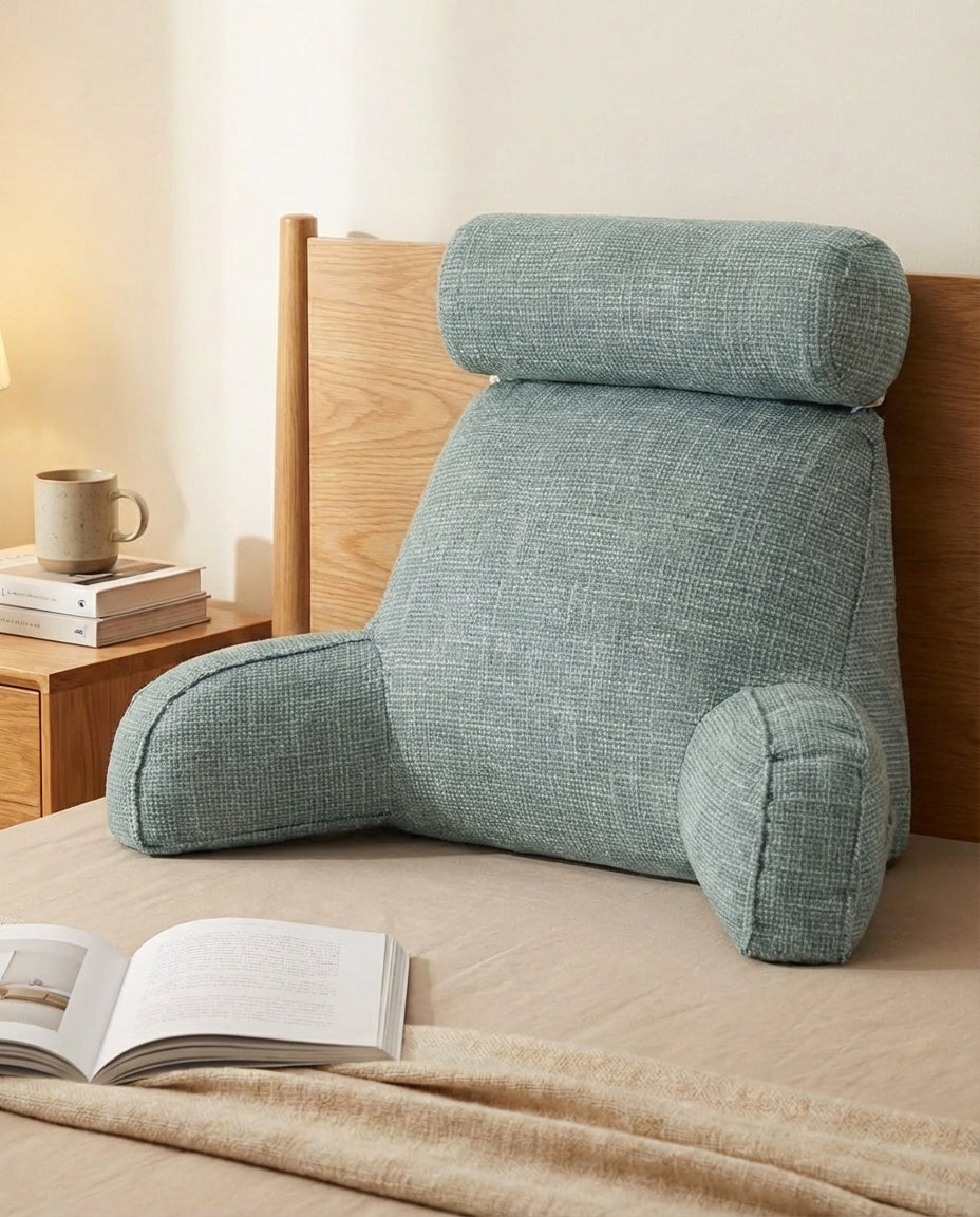 Back Rest Pillow with Arms & Headrest | Lumbar Support Cushion